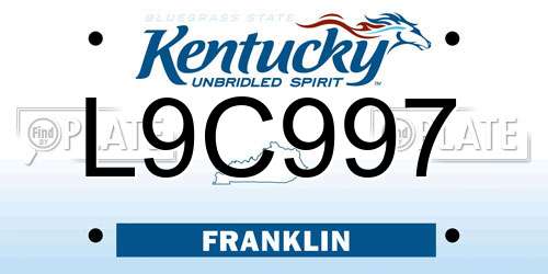 L9C997 Kentucky License Plate