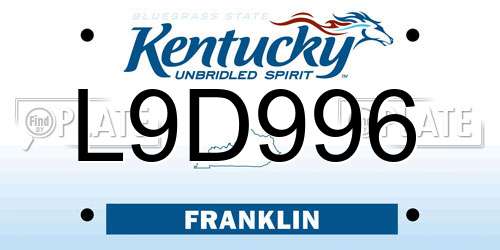 L9D996 Kentucky License Plate