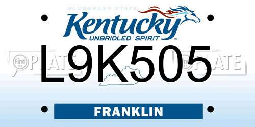 L9K505 Kentucky License Plate
