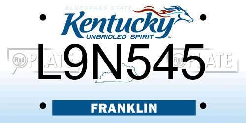 L9N545 Kentucky License Plate