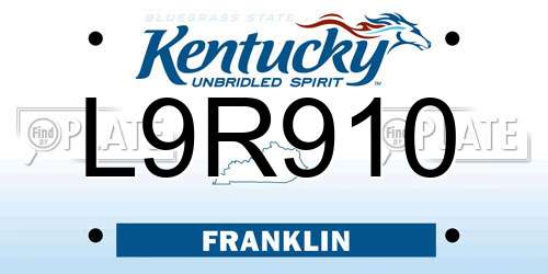 L9R910 Kentucky License Plate