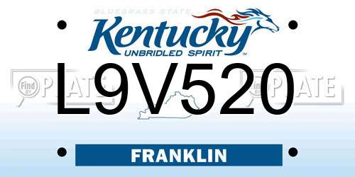 L9V520 Kentucky License Plate