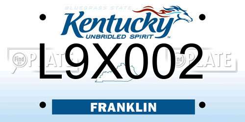 L9X002 Kentucky License Plate