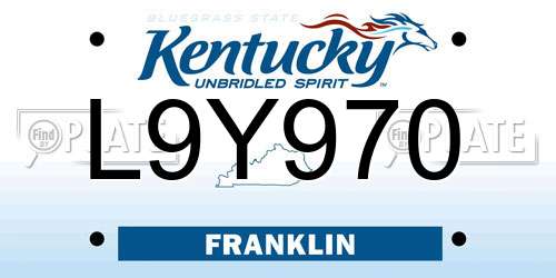 L9Y970 Kentucky License Plate