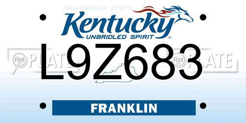 L9Z683 Kentucky License Plate