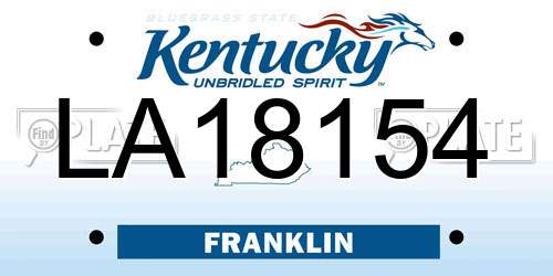 LA18154 Kentucky License Plate