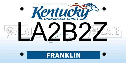 LA2B2Z Kentucky License Plate
