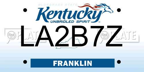 LA2B7Z Kentucky License Plate