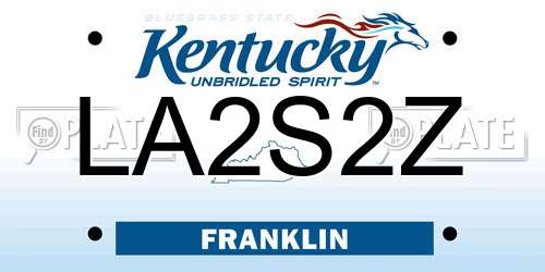 LA2S2Z Kentucky License Plate