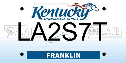 LA2S7T Kentucky License Plate