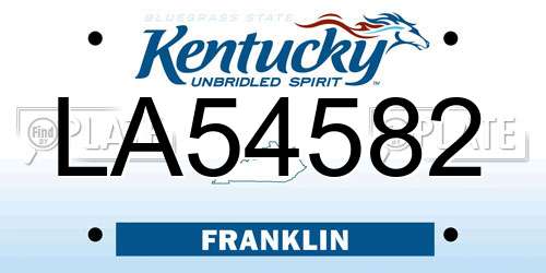 LA54582 Kentucky License Plate