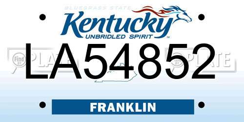 LA54852 Kentucky License Plate