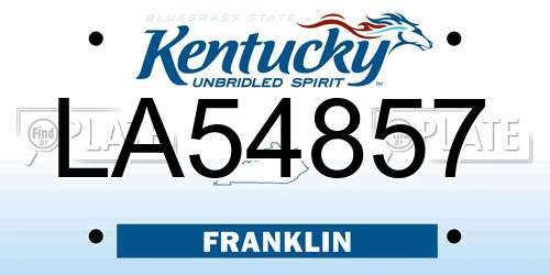 LA54857 Kentucky License Plate
