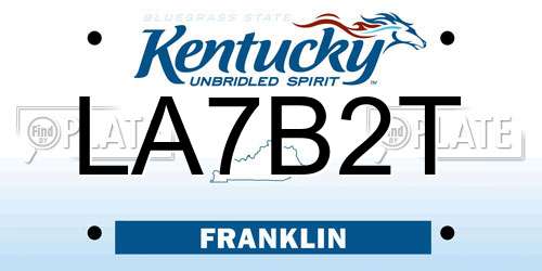 LA7B2T Kentucky License Plate