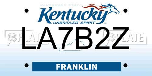 LA7B2Z Kentucky License Plate
