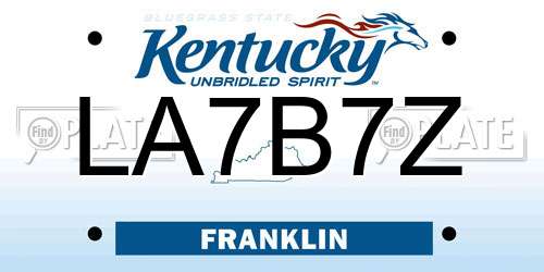 LA7B7Z Kentucky License Plate