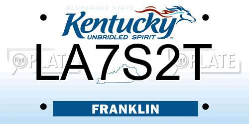 LA7S2T Kentucky License Plate