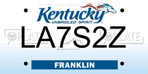 LA7S2Z Kentucky License Plate