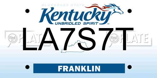 LA7S7T Kentucky License Plate