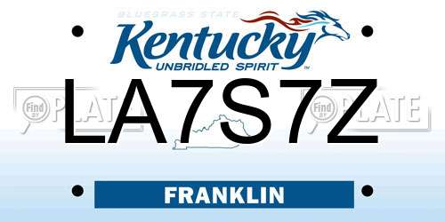 LA7S7Z Kentucky License Plate