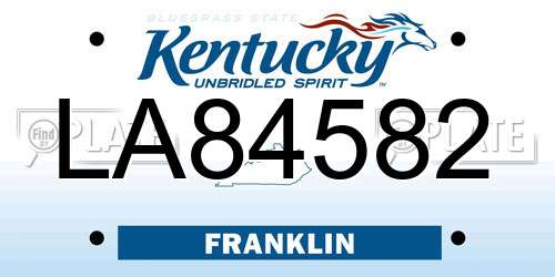 LA84582 Kentucky License Plate