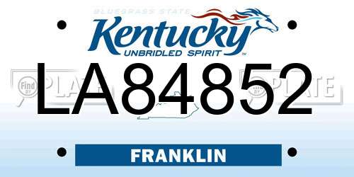 LA84852 Kentucky License Plate