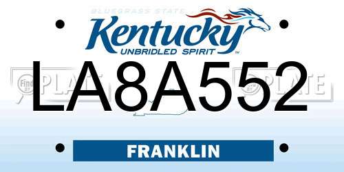 LA8A552 Kentucky License Plate