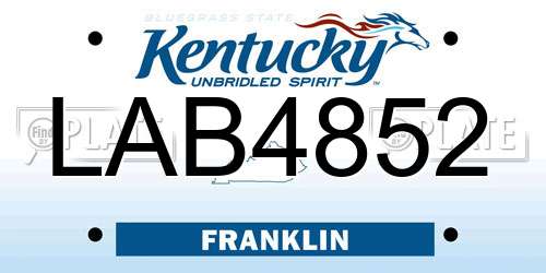 LAB4852 Kentucky License Plate