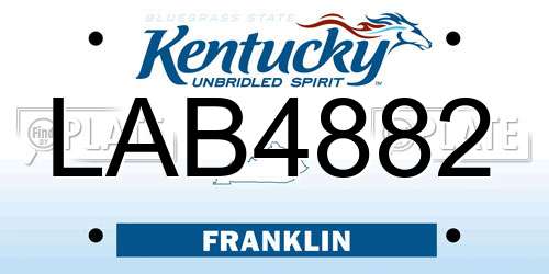 LAB4882 Kentucky License Plate