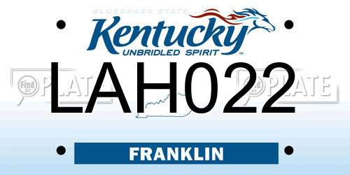 LAH022 Kentucky License Plate
