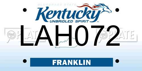 LAH072 Kentucky License Plate