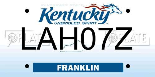 LAH07Z Kentucky License Plate