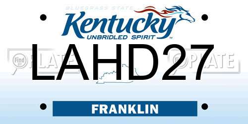LAHD27 Kentucky License Plate