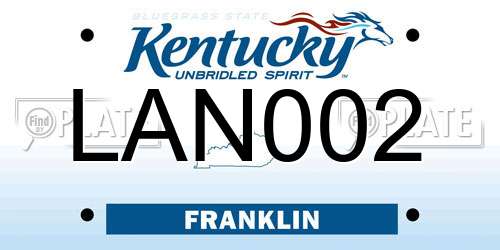LAN002 Kentucky License Plate