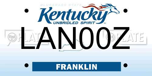 LAN00Z Kentucky License Plate