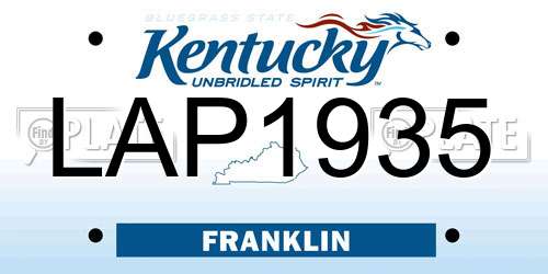 LAP1935 Kentucky License Plate