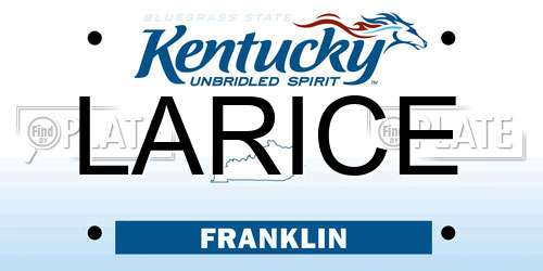 LARICE Kentucky License Plate