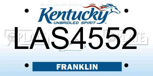 LAS4552 Kentucky License Plate