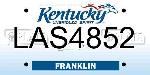 LAS4852 Kentucky License Plate