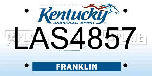 LAS4857 Kentucky License Plate