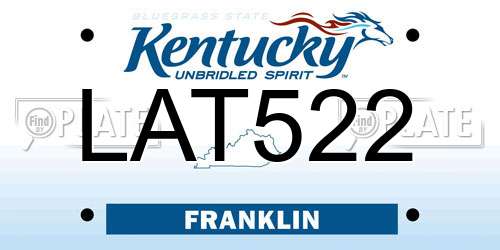 LAT522 Kentucky License Plate