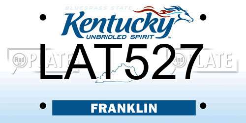 LAT527 Kentucky License Plate