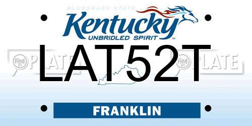 LAT52T Kentucky License Plate