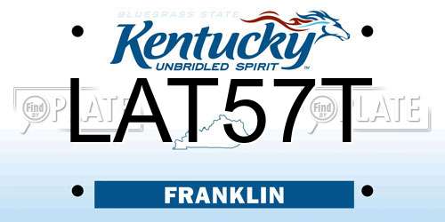 LAT57T Kentucky License Plate