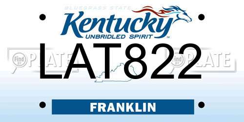 LAT822 Kentucky License Plate