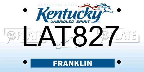 LAT827 Kentucky License Plate