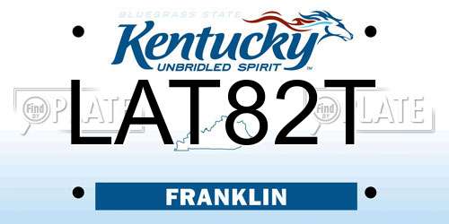 LAT82T Kentucky License Plate