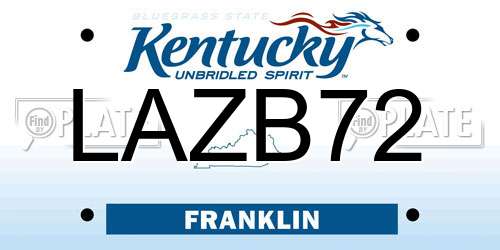 LAZB72 Kentucky License Plate