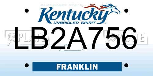 LB2A756 Kentucky License Plate