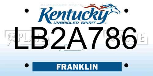 LB2A786 Kentucky License Plate